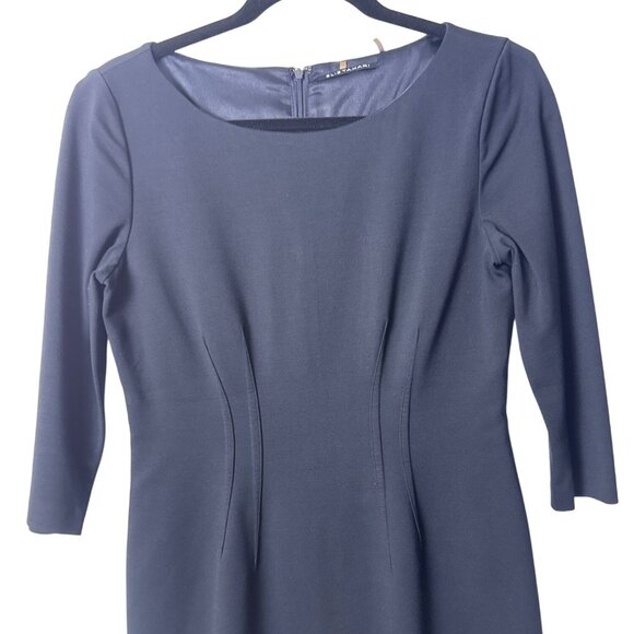 Elie Tahari Black Sheath Dress For Women Size 4  3/4 Sleeves Back Zip Closure Fi - Picture 4 of 4